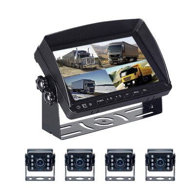 360 Degree 4Ch 7Inch Quad Split Screen Smart Digital Video AHD 1080p Truck Camera System Car Reverse Camera With Monitor PZ612-4AHD